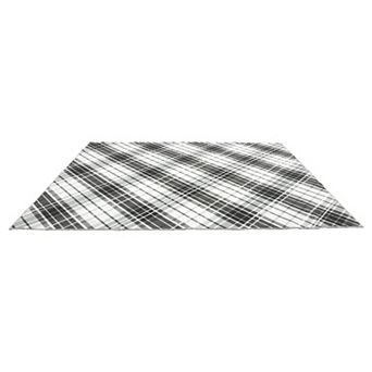 ANIXOL Washable Plaid Area Rug Non Slip, Thin Foldable Soft Low Pile Indoor Carpet