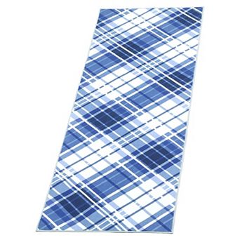 ANIXOL Washable Plaid Area Rug Non Slip, Thin Foldable Soft Low Pile Indoor Carpet