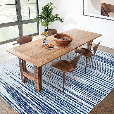 ANIXOL Washable Linear Geometric Area Rug Non-Slip Soft Low Pile Carpet