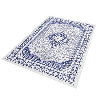 ANIXOL Washable Area Rug, Non-Slip Vintage Soft Carpet, Ultra-Thin Accent Rug for Living Room