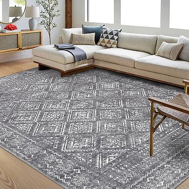 ANIXOL Washable Vintage Area Rug Non-Slip Low Pile Soft Carpet