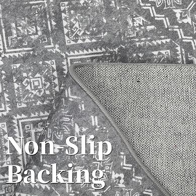 ANIXOL Washable Vintage Area Rug Non-Slip Low Pile Soft Carpet