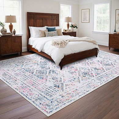 ANIXOL Washable Vintage Area Rug Non-Slip Low Pile Soft Carpet