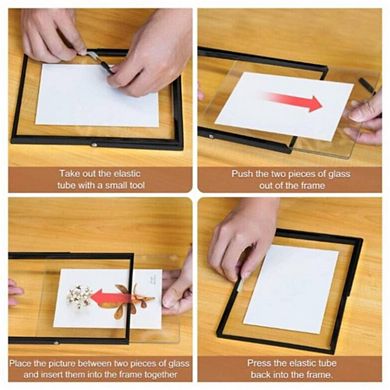 Set of 2 Metal Glass Floating Photo Frames