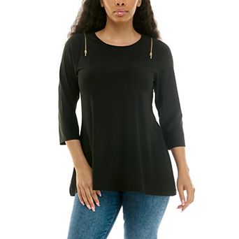 Women's Nina Leonard Zipper Sleeve Tunic
