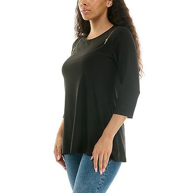 Women's Nina Leonard Zipper Sleeve Tunic