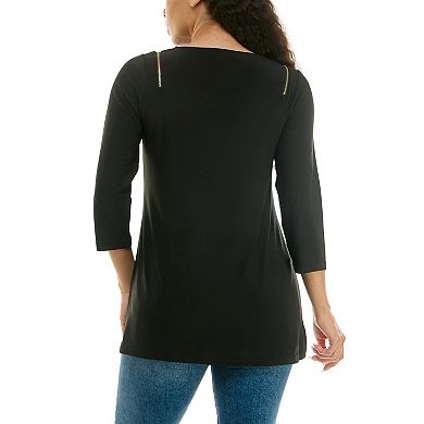 Women's Nina Leonard Zipper Sleeve Tunic