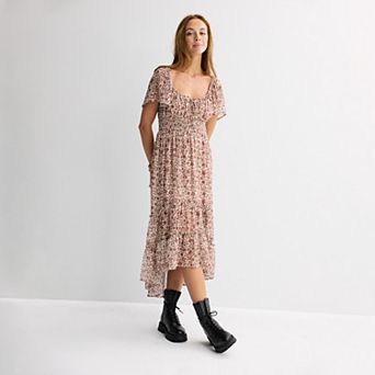 Juniors' Rewind Flutter Sleeve Hi Low Dress