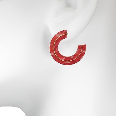 Emberly Gold Tone Acetate Hoop Earrings