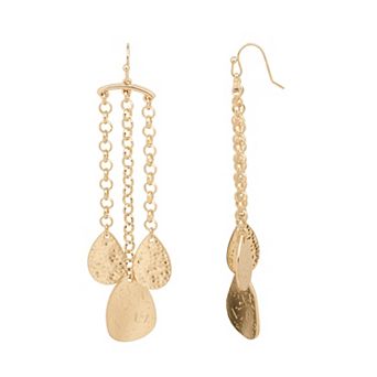 Emberly Gold-Tone Triple Chain Drop Nickel Free Earrings