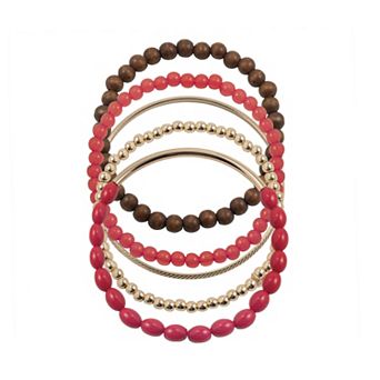 Emberly Gold Tone Beaded Stretch Bracelet Set