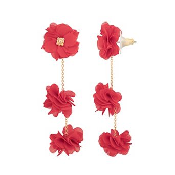 Emberly Statement Fabric Flower Drop Earrings