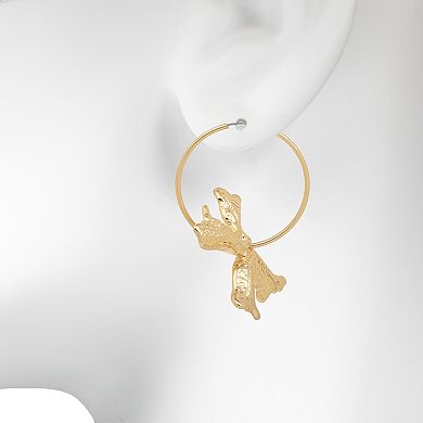 Emberly Gold Tone Statement Acetate Flower Hoop Earrings