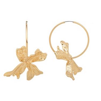 Emberly Gold Tone Statement Acetate Flower Hoop Earrings