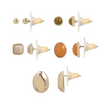 Emberly Gold Tone 5-Pack Post Back Earring Set