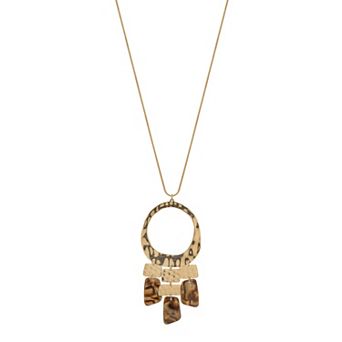 Emberly Gold Tone Geometric Pendant Necklace