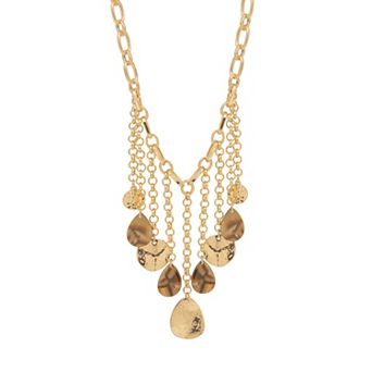 Emberly Hammered Teardrop Statement Necklace