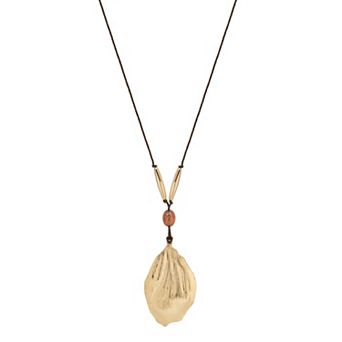 Emberly Gold Tone Leaf Pendant Necklace
