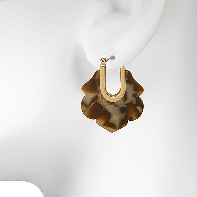 Emberly Gold Tone Tort Hoop Earrings