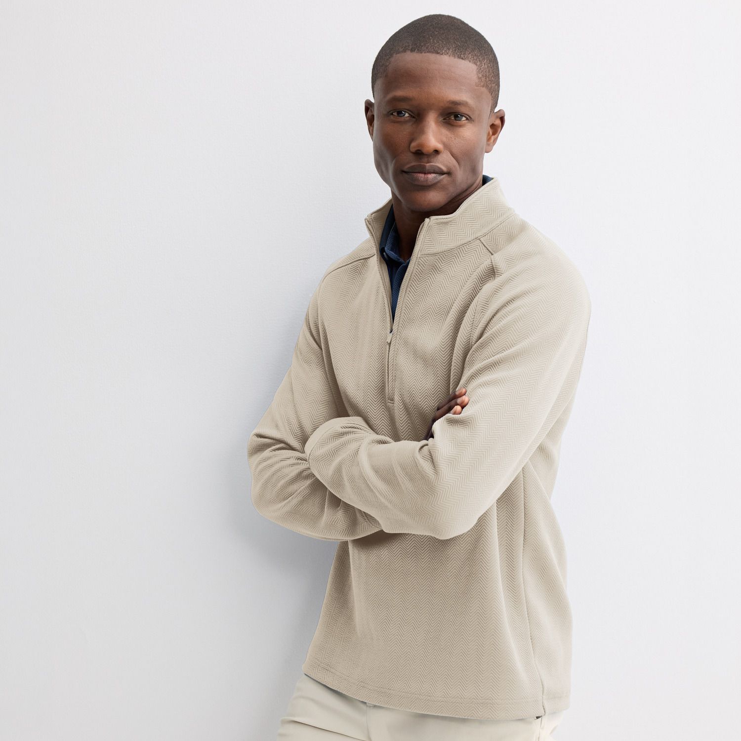 Мужской свитер FLX Premium Quarter Zip Pullover, цвет: Бежевый