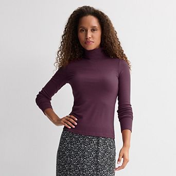 Juniors' SO® Rib Long Sleeve Mockneck Top