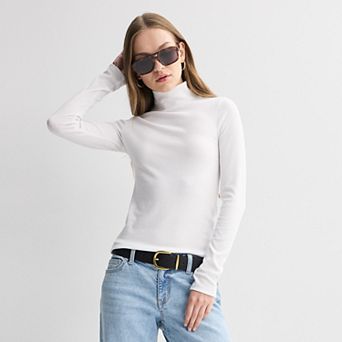 Juniors' SO® Rib Long Sleeve Mockneck Top