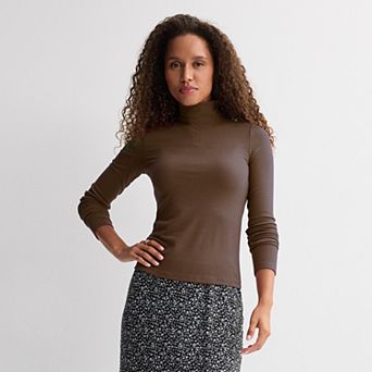 Juniors' SO® Rib Long Sleeve Mockneck Top