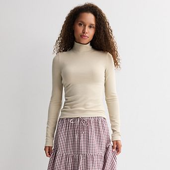 Juniors' SO® Rib Long Sleeve Mockneck Top