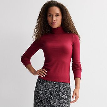 Juniors' SO® Rib Long Sleeve Mockneck Top