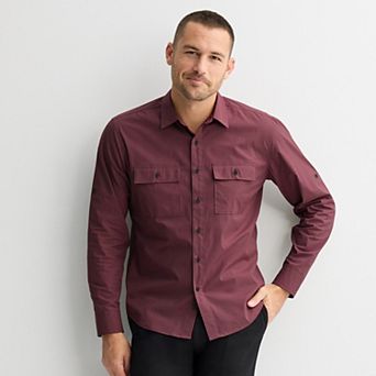 Men's Apt. 9® Long Sleeve Regular Collared Button-Down Shirt
