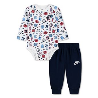 Newborn Baby Boys Nike Waffle Long Sleeve Bodysuit & Pants 2 pc Set