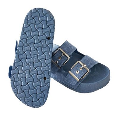 Roxoni Women’s Denim Platform Double-Strap Sandals