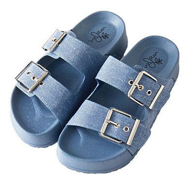 Roxoni Women’s Denim Platform Double-Strap Sandals