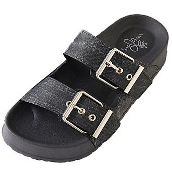 Roxoni Women’s Denim Platform Double-Strap Sandals