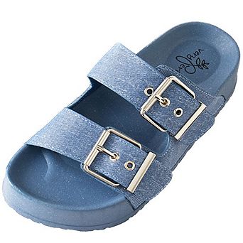 Roxoni Women’s Denim Platform Double-Strap Sandals