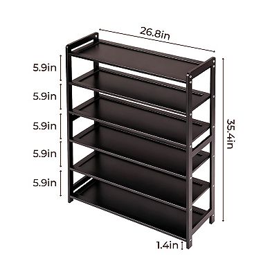 6-Tier 100% Bamboo Shoe Rack