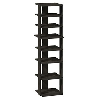8 tier Vertical Space Saving Free Standing Corner Shelf Display Rack