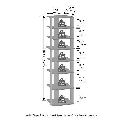 8-Tier Vertical Space Saving Free Standing Corner Shelf Display Rack