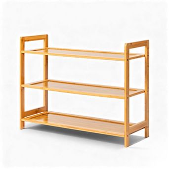 3 tier 100% Bamboo Shoe Rack for Entryway Closet