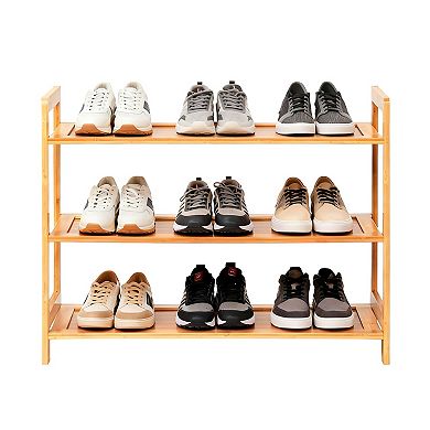 3-Tier 100% Bamboo Shoe Rack for Entryway Closet