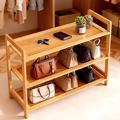 3-Tier 100% Bamboo Shoe Rack for Entryway Closet