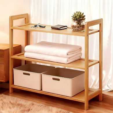 3-Tier 100% Bamboo Shoe Rack for Entryway Closet