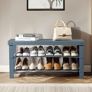 3-Tier Seamless Top 100% Bamboo Shoe Rack