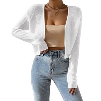 Women's Long Sleeve Drop Shoulder Cardigan Lightweight Open Front Knit Sweater