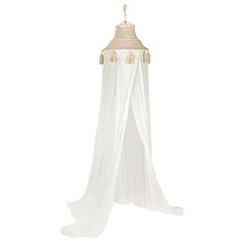Hello Honey White Cotton Macramé Canopy with Tassels