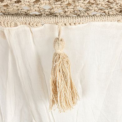 Hello Honey White Cotton Macramé Canopy with Tassels