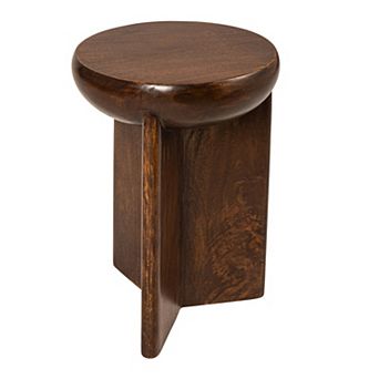 Hello Honey Semi-Sphere Mango Wood Accent Table with Solid Legs, Walnut Finish