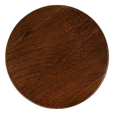 Hello Honey Semi-Sphere Mango Wood Accent Table with Solid Legs, Walnut Finish