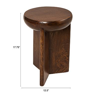 Hello Honey Semi-Sphere Mango Wood Accent Table with Solid Legs, Walnut Finish