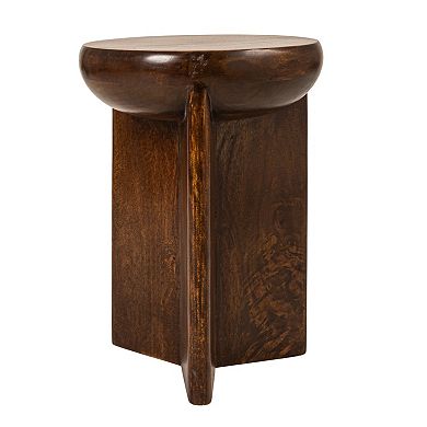 Hello Honey Semi-Sphere Mango Wood Accent Table with Solid Legs, Walnut Finish